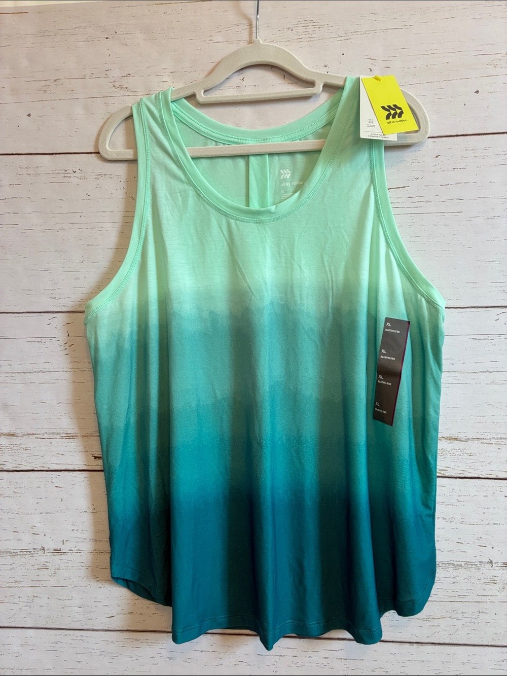 all in motion Ombre Mint to Teal Athletic Workout Tank Top, size XL, NWT